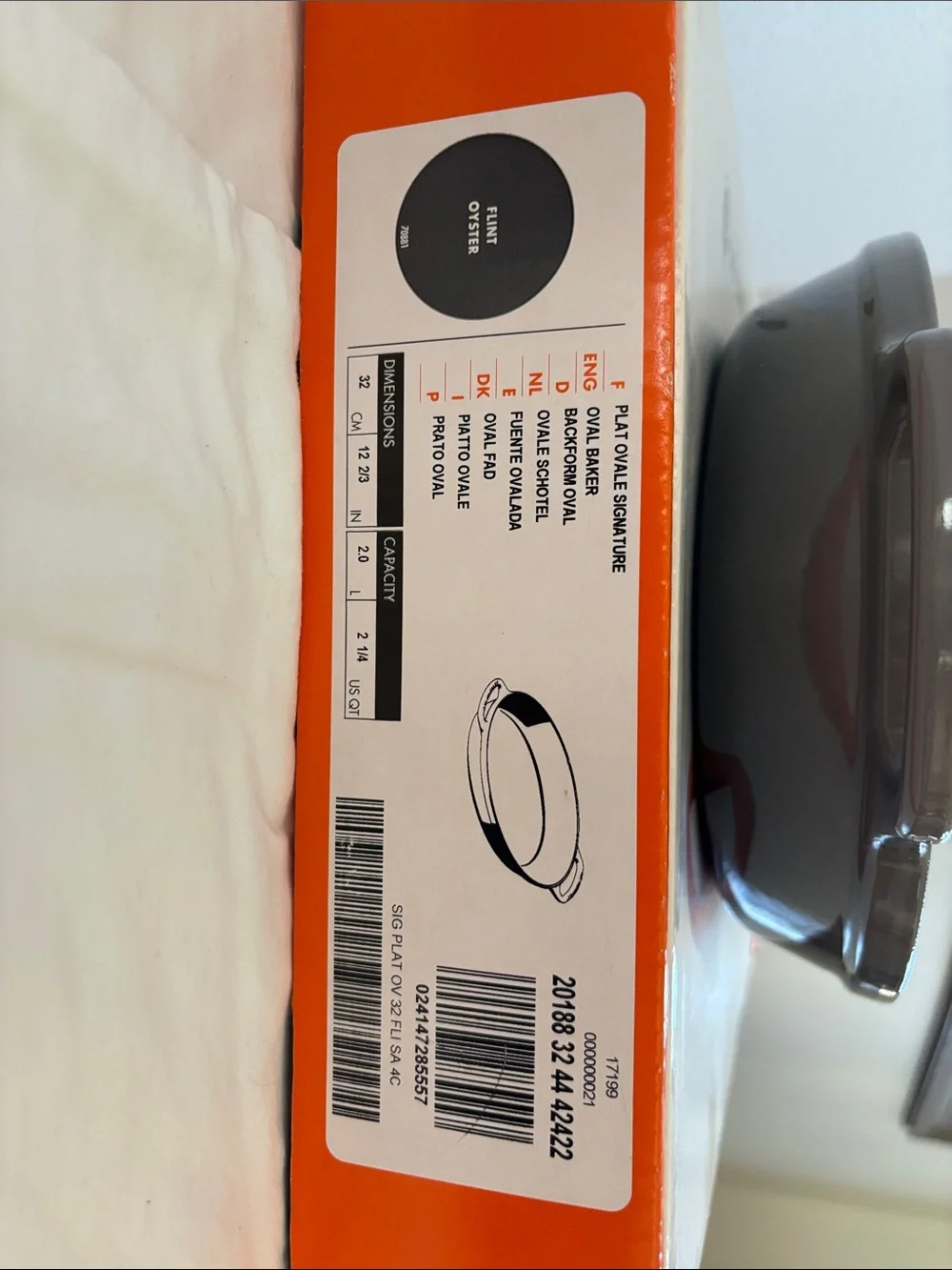 NEW IN BOX Le Creuset Oval Enameled Cast Iron Baker in Oyster